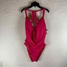 Bar III Women's Cowl Neck Cutout Halter Strap Ruby One-Piece Swimsuit Size M NWT