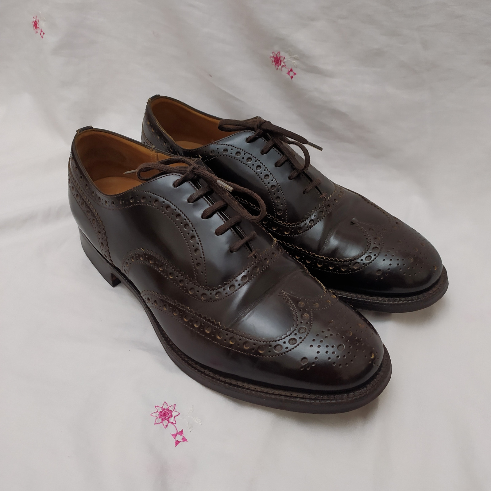 Churchs Oxford Leather Shoe Mens Brown Wingtip English Dress 80G Size 42 EU 9 US image 2