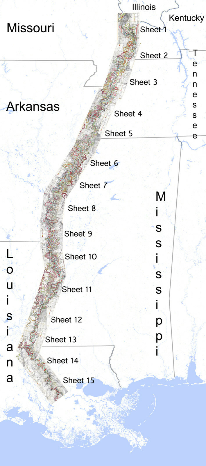 Sheet 13 - 1944 Map Mississippi River Belt Valley Harold Fisk Poster Missipi
