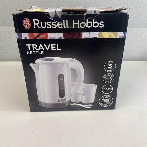 Russell Hobbs Electric 0.85L Travel Kettle, Dual Voltage, Inc 2 Cups & Spoons