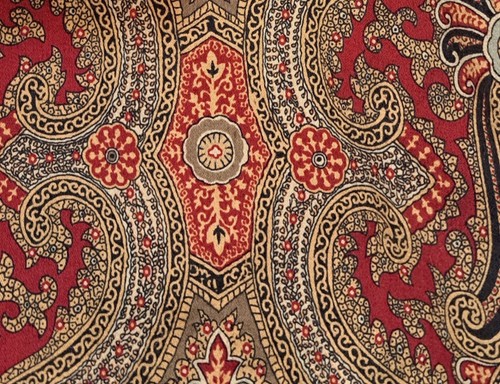 Chenab One PILLOW SHAM (2) Standard Cotton Paisley - Red Gold Black a Pair - Picture 4 of 6
