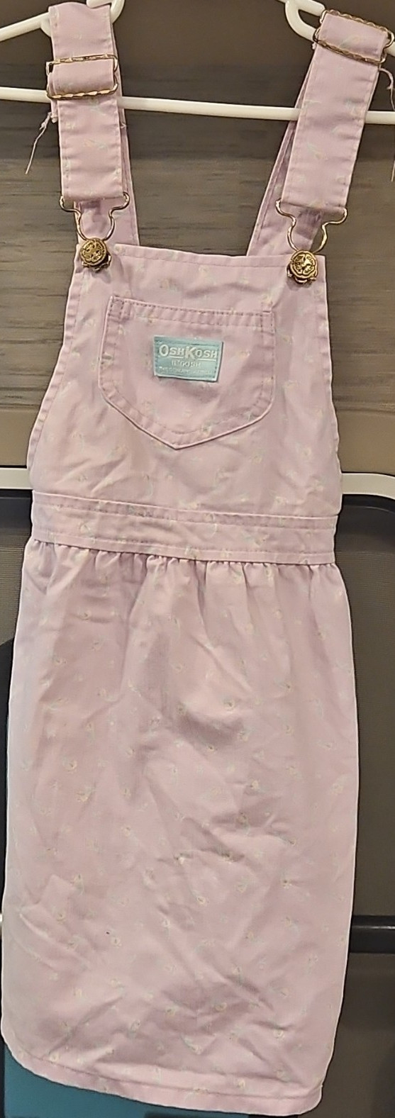 Vintage OshKosh B'gosh Girls Size 6 Light Purple Floral Overall Dress