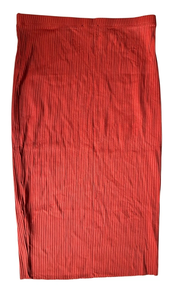 1. Falda lápiz midi a rayas State para mujer talla S naranja picante Foto 3 de 4