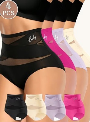 Women's High Waisted Underwear Full Coverage Compression Large Multicolor