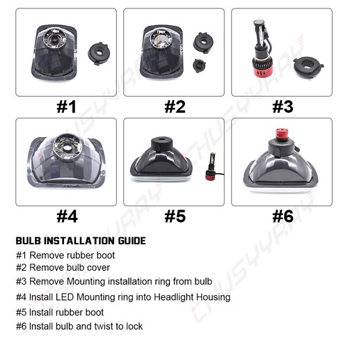 For Pontiac Firebird 1982-1990 Pair 7"x6" inch LED HeadlightS Hi/Lo Sealed Beam - Bild 7 von 17