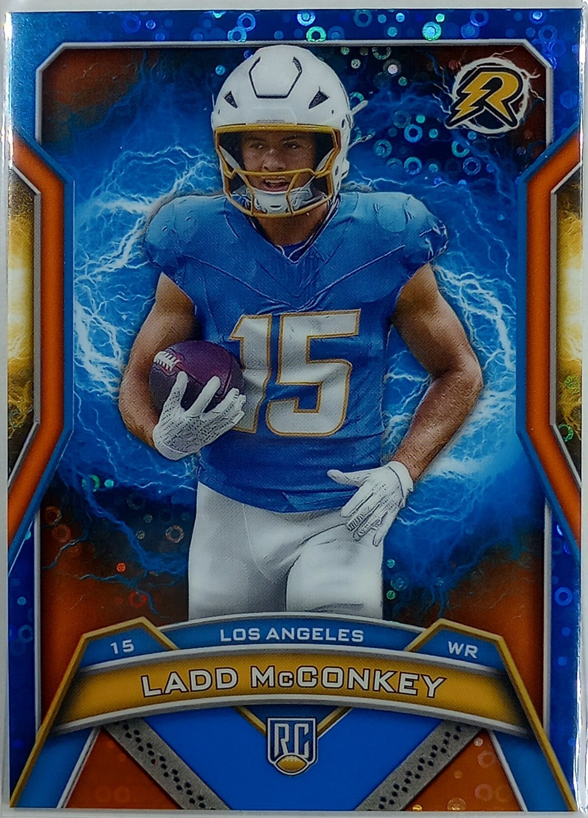 2024 Topps Resurgence Ladd McConkey Rookie #154 Blue & Orange Spark Refractor RC