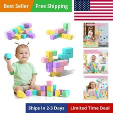 Magnetic Blocks for Toddlers, 1.34in Macaron Magnetic Building Cubes for Kids...