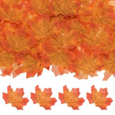 100Pcs Artificial Maple Leaves, Fake Fall Leaves Faux Autumn Leaf Red Yellow