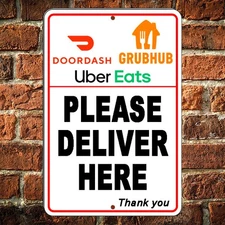 Food Delivery Instructions Deliver Food Here Metal Sign door dash driver