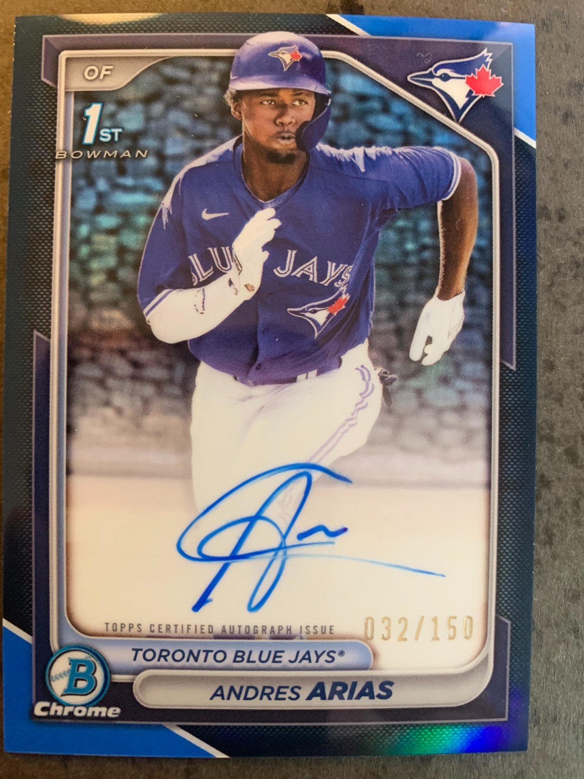2024 Bowman Chrome ANDRES ARIAS Blue Refractor Auto Rookie /150 #CPA-AAR