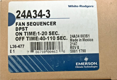 Emerson 24A34-3 Electric Heat Sequencer