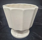 Vintage Hull Pottery USA Fluted Bowl Pedestal Planter #302 Cream with speckles