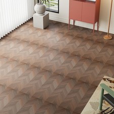 36Pc Herringbone Pattern Vinyl Flooring Wood Effect Planks Self Adhesive Bedroom