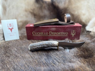 Muela Hand Crafted 90064 Skinner Knife Stag Handles With Sheath Mint In Box +++