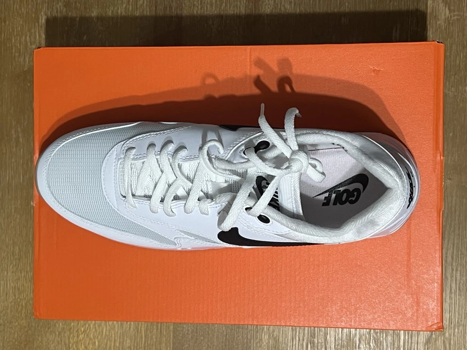 Nike Air Max 1 86 G Zapatos de Golf Sin Tacos M10.5/W12 Blanco/Negro-Goma Med Marrón NUEVO Foto 3 de 4
