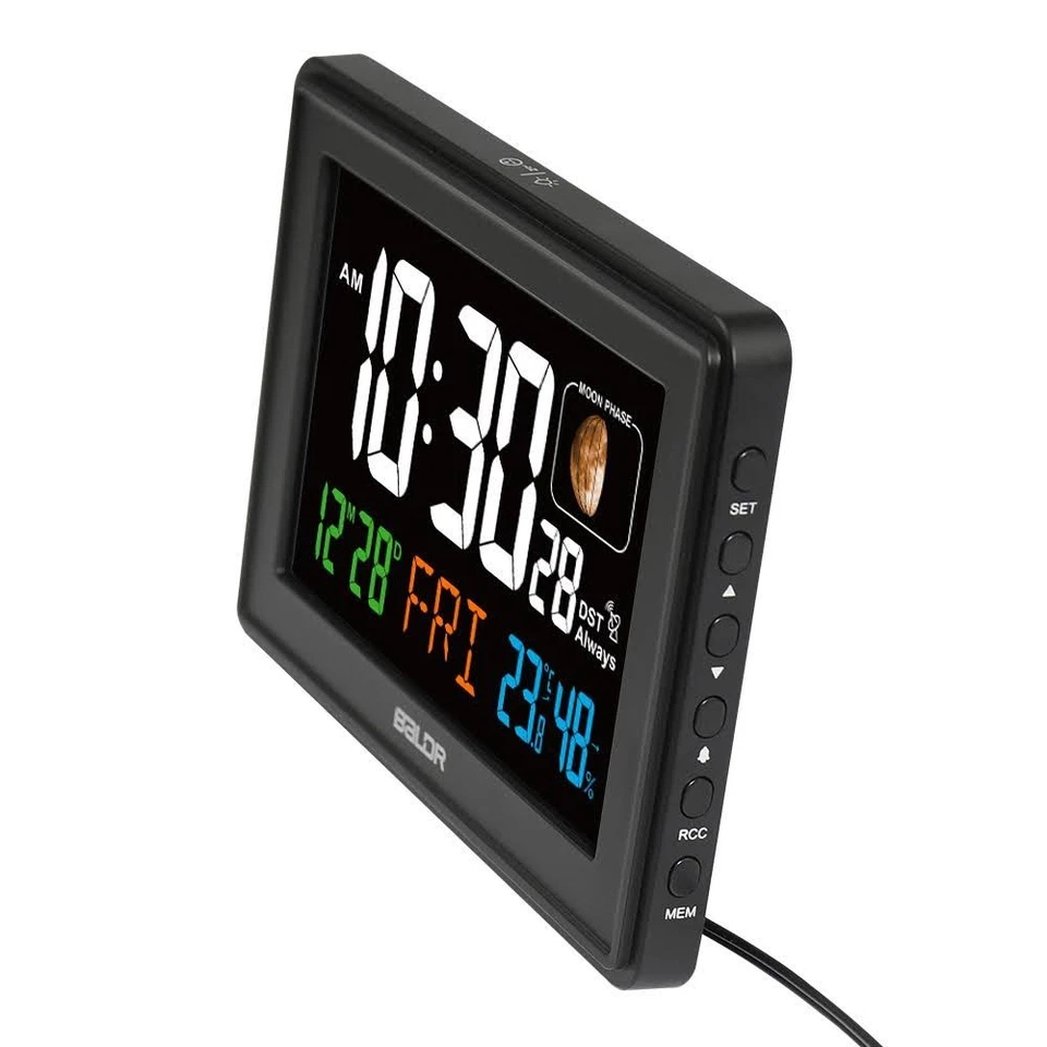 BALDR Atomic Alarm Clock in Color Calendar Moon Phase Temperature and Humidity - Image 3 of 4