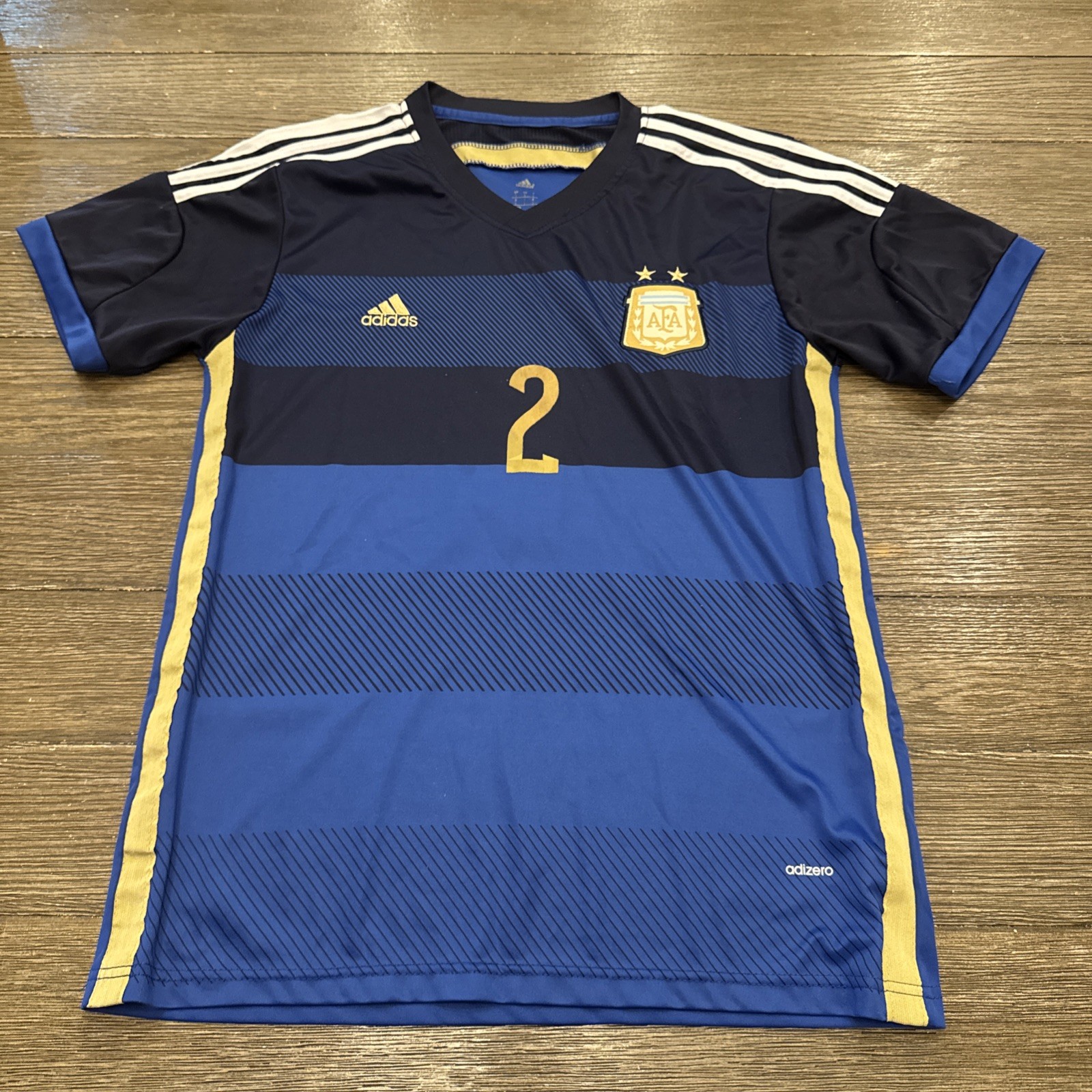 Argentina 2014 World Cup Away #2 Soccer Jersey Adidas Blue Kit Large