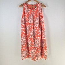 Ann taylor loft dress womens 12 shift orange floral sleeveless round neck 126502