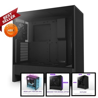 NZXT H5 Flow - Kompakte ATX Mid-Tower Gaming Gehäuse - Hohe Luftzirkulation
