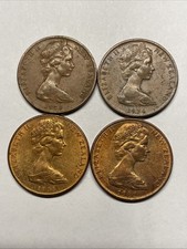 (4) New Zealand 2 Cent Coins, 1973-74, 1981-82