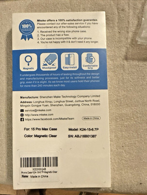 Mkeke Magnetic phone case iphone 15 Pro Max Clear