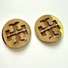 Tory Burch Gold Logo Medallion Set 2 Replacements Leather Backing Hardware