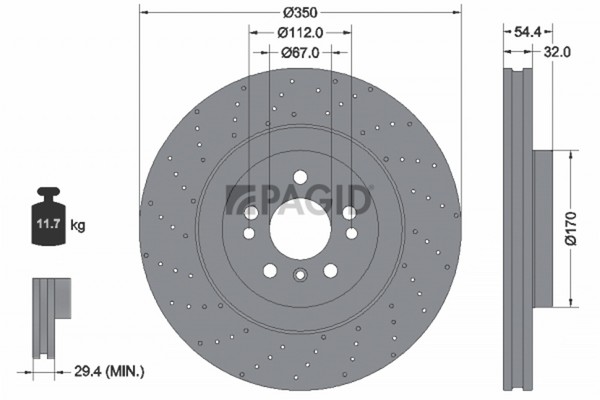 2X Pagid Bremsscheibe 55544NHC FüR Mercedes GLE W166 Klasse C292 GLS X166 GL 250-image