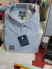 Nwt George Big Mens Dress Shirt Blue Wht Stripe 2x
