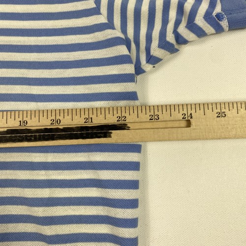 Polo Ralph Lauren Polo Shirt Mens Large Blue White Striped Pima Cotton Classic - Picture 9 of 12