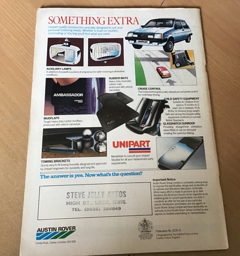 Austin Rover range brochure Apr-May 1983 Ref 3535/G - Picture 2 of 5