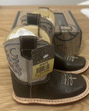Botas de Vaquero Roper Infantes Vaqueros Cuero Blanco Bebé Marrón - Totalmente Nuevas