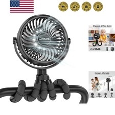Baby Stroller Fan With Light, Rechargeable Battery Operated, Max 10Hrs Coolin...