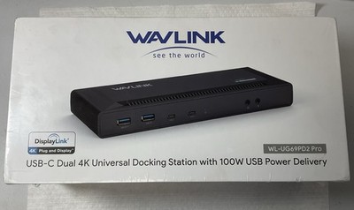 Wavlink WL-UG69PD2 Pro USB-C Dual 4K  Docking Station 100w Dock-BRAND NEW-SEALED