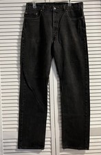 Levis 505 Mens Black Denim Red Tab Jeans 38x34 Black