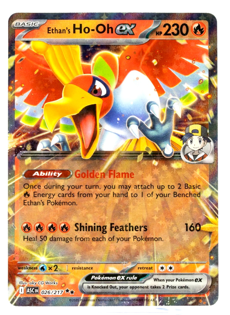 Ethan's Ho-Oh ex Pokemon ASC 026/217 ex Near Mint