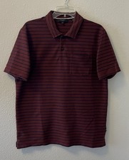 Ted Baker Polo Shirt Men  s Size 3 Striped Short Sleeve Purple Burgundy Textured