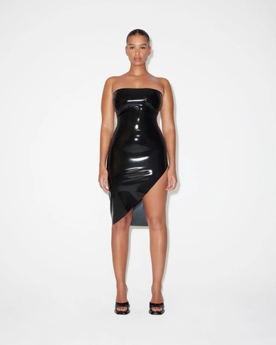 Khy Poster Girl Latex Mini Dress Black Strapless Medium, Brand New - Picture 2 of 9