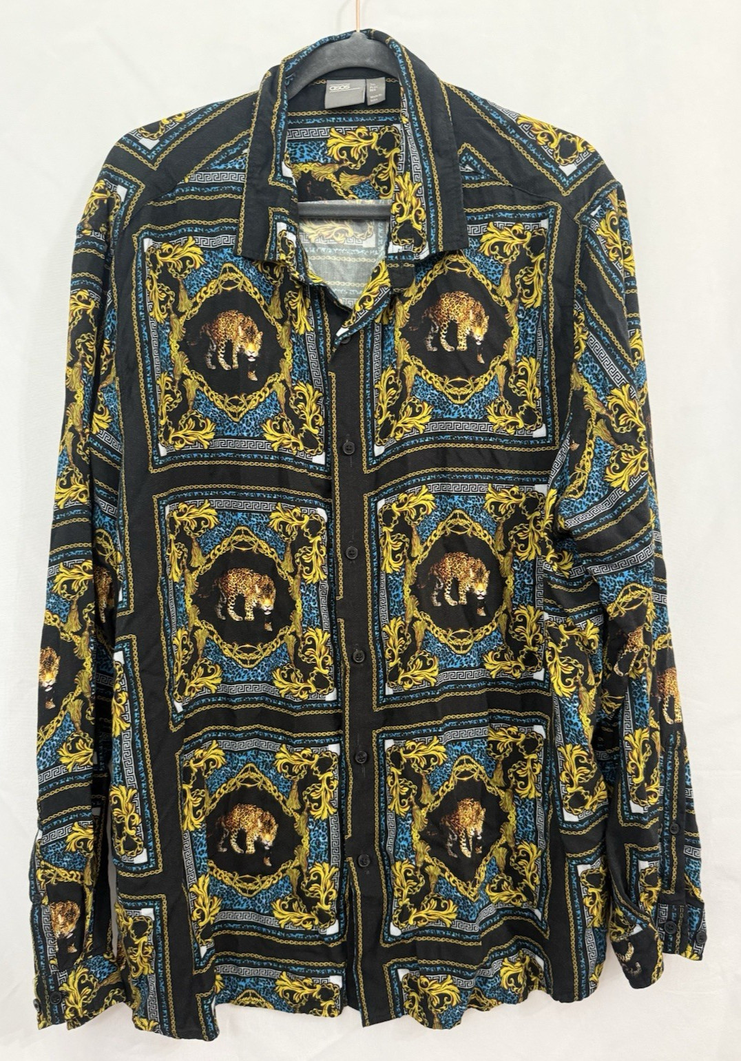 Camicia uomo ASOS stile barocco leopardata stampa bottoni taglia