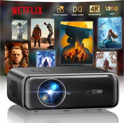 Smart Projektor 4K Dolby WiFi 6 1300 ANSI 130 cm