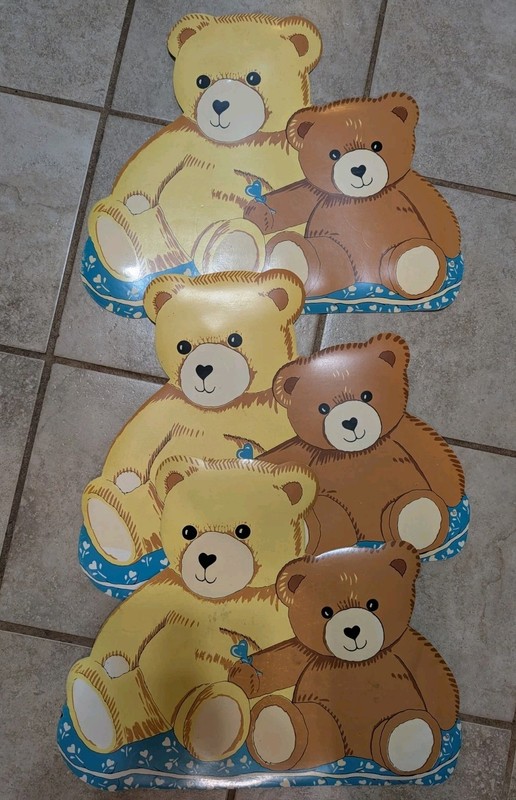 Set Of 3 Vintage 90s Vinyl Bear Table Placemats Like Grandma Had De Core 