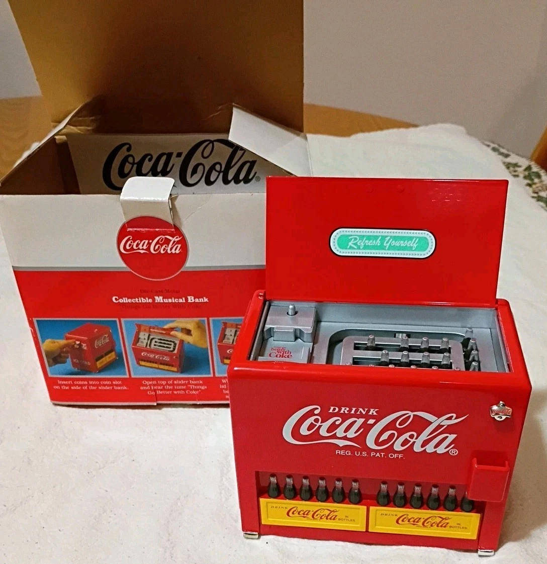 VINTAGE COCA-COLA COOLER BANK SB034618 EARLY NUMBER WORKS WTH SOUND B32