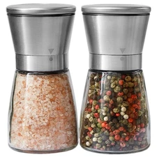 Salt & Pepper Grinder Set Stainless Steel Adjustable Ceramic Blades