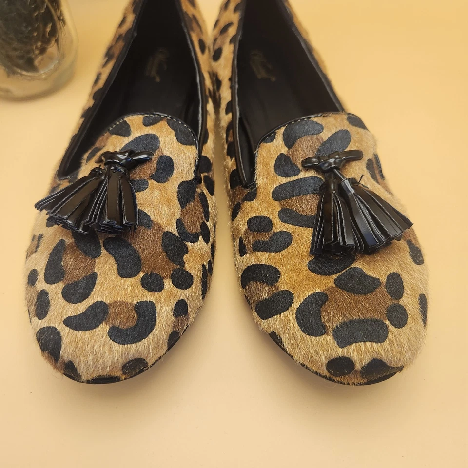 QUERIDO keira animal print borla sin cordones mocasines zapatos planos mujer talla 10 Y2K Foto 3 de 4