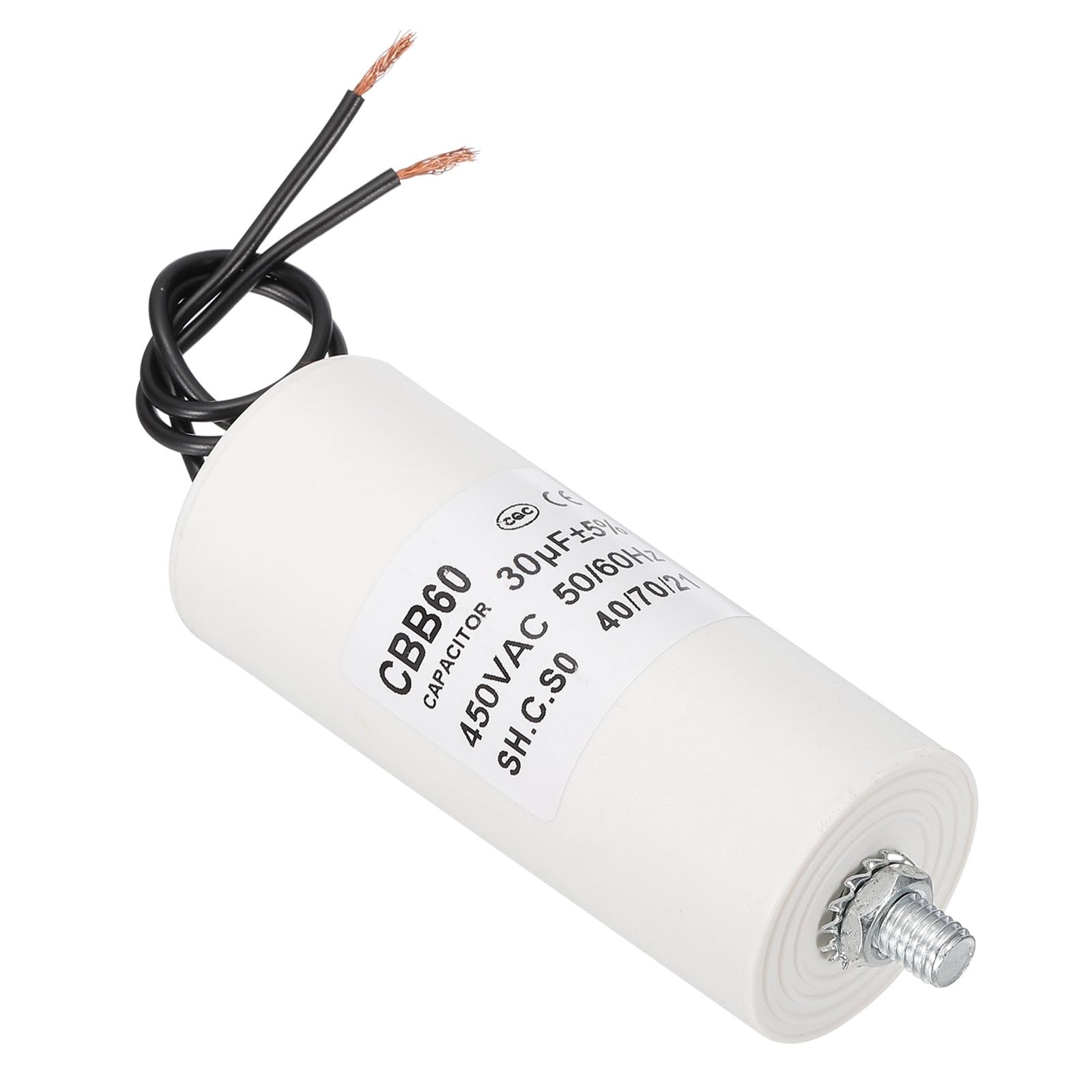 Condensateur CBB60 30uF 450V AC avec 2 fils pour moteur électrique de pompe et lave-linge