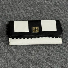 Kate Landry Wallet Womens One Size Black White Scallop Trim Zip Card Holder