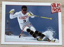 Alberto Tomba Drukowana karta z autografem Narty alpejskie Włochy Double-OS 1988 OS 92