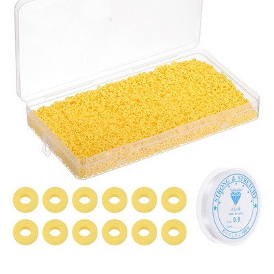 4000 Pcs 4mm Flat Round Clay Spacer Bead Bracelet Making Kit, Yellow