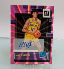 2022 Donruss Rated Rookie Max Christie Pink Laser Auto #234 Lakers RC Holo