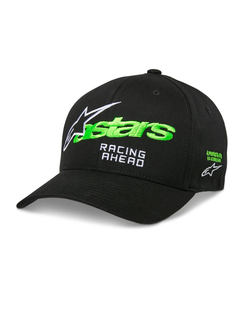 Alpinestars Unisex Entitled Hat Flex fit Baseball Cap - Black / White/Green -S/M