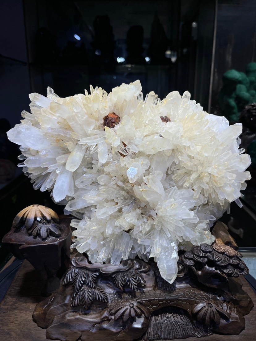 19.8LB TOP !Natural clear Crystal Cluster Quartz Pyrite mineral Specimen+stand